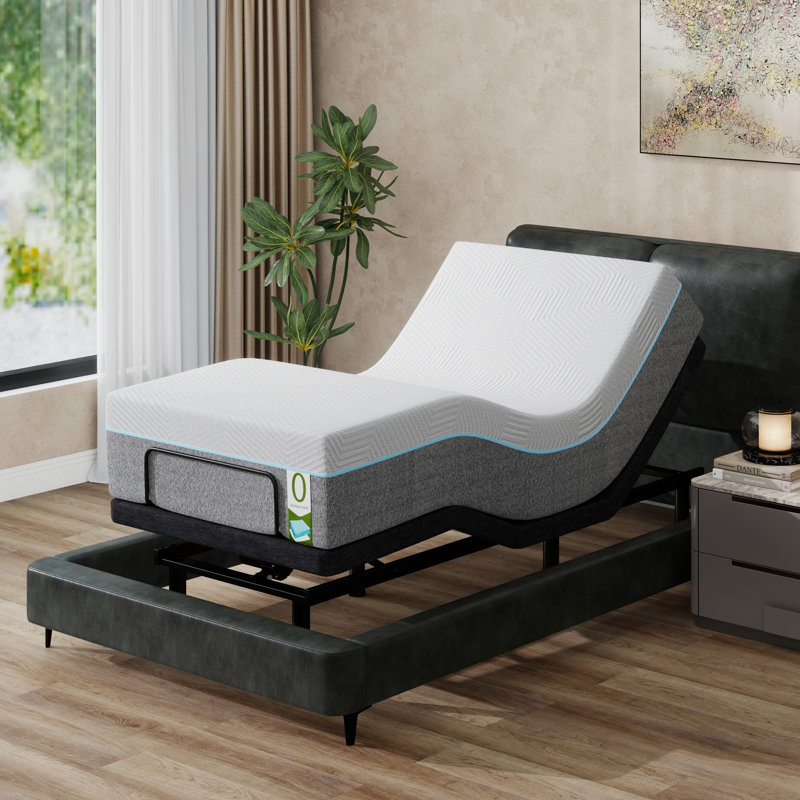Lit électrique réglable avec massage et télécommande sans fil - Matelas en mousse viscoélastique de 12 po inclus