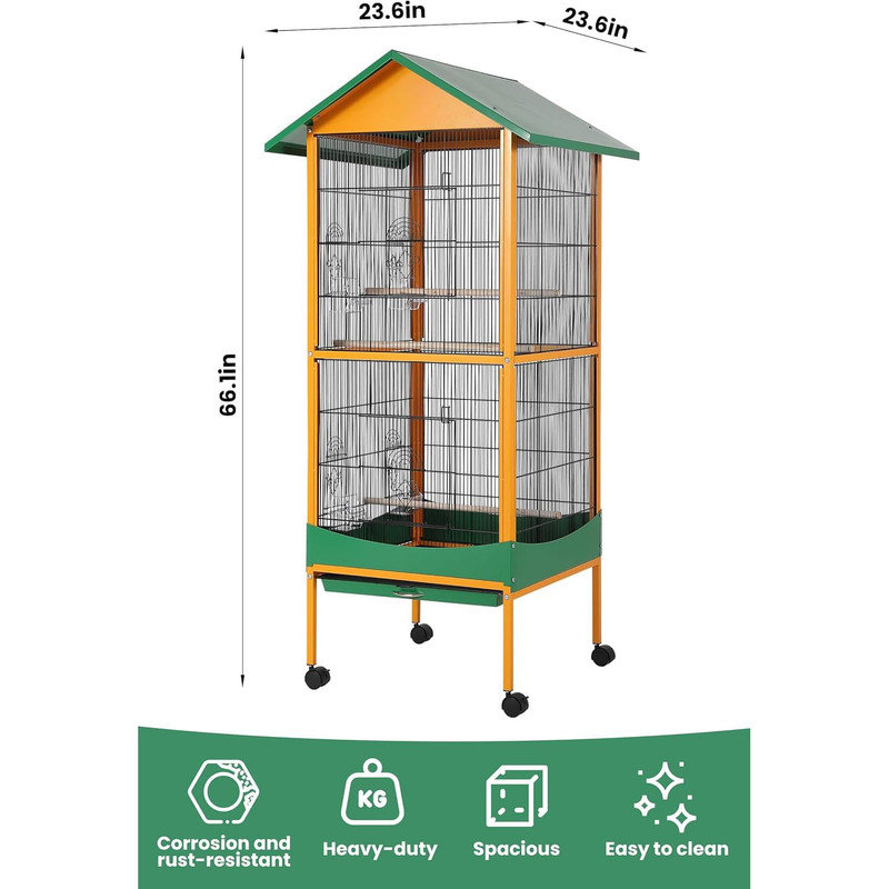 64" Extra-Wide Parrot Play Stand with Removable Tray & Perches