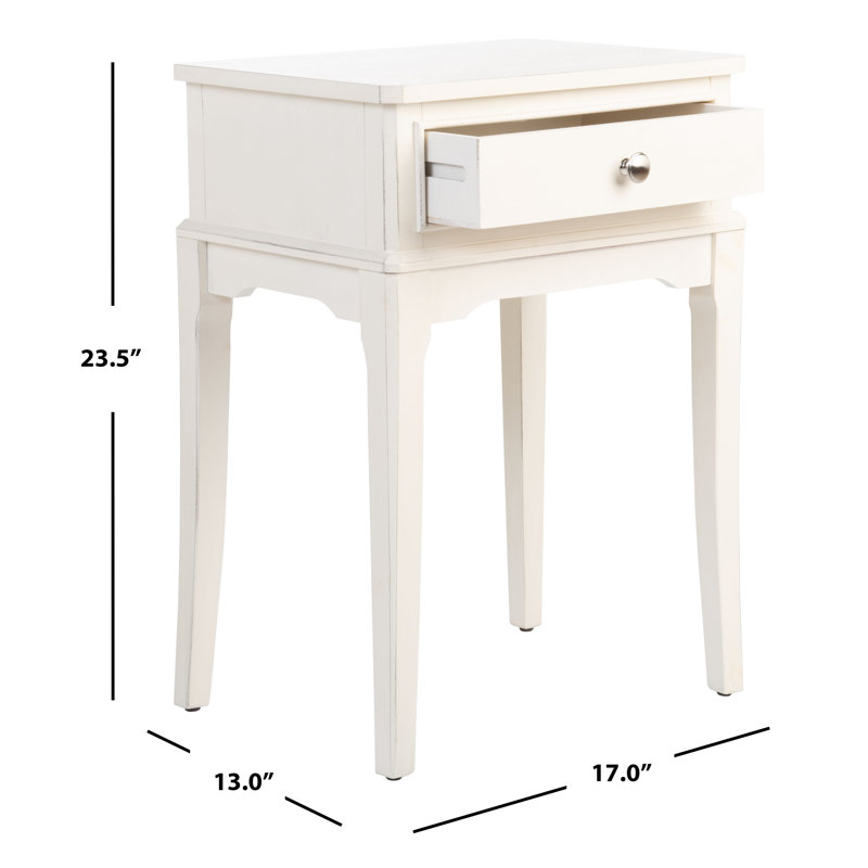 Frieda End Table with Storage, White