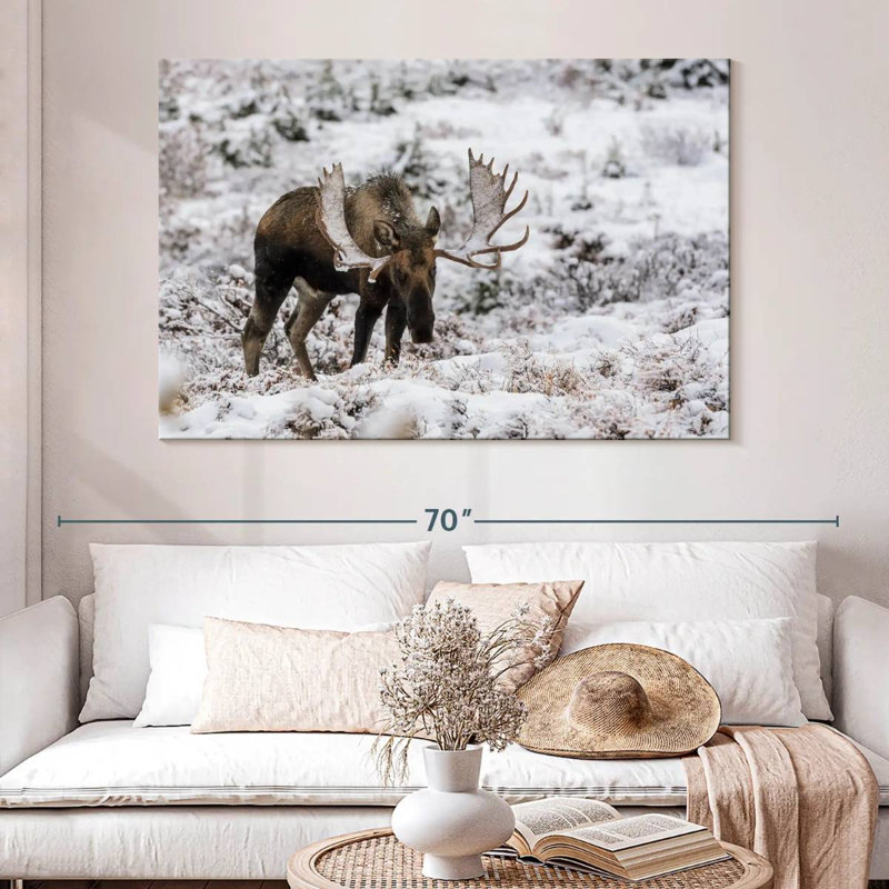 Orignal d'hiver Brampt en Alaska, H 34 po x l 51 po