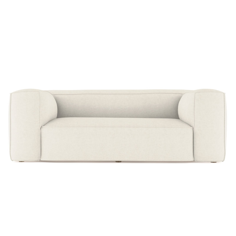 Varick Oversize Track-Arm Sofa with Flange, Box Weave Linen Graphite, 30" H x 96" W x 47" D, Weathered