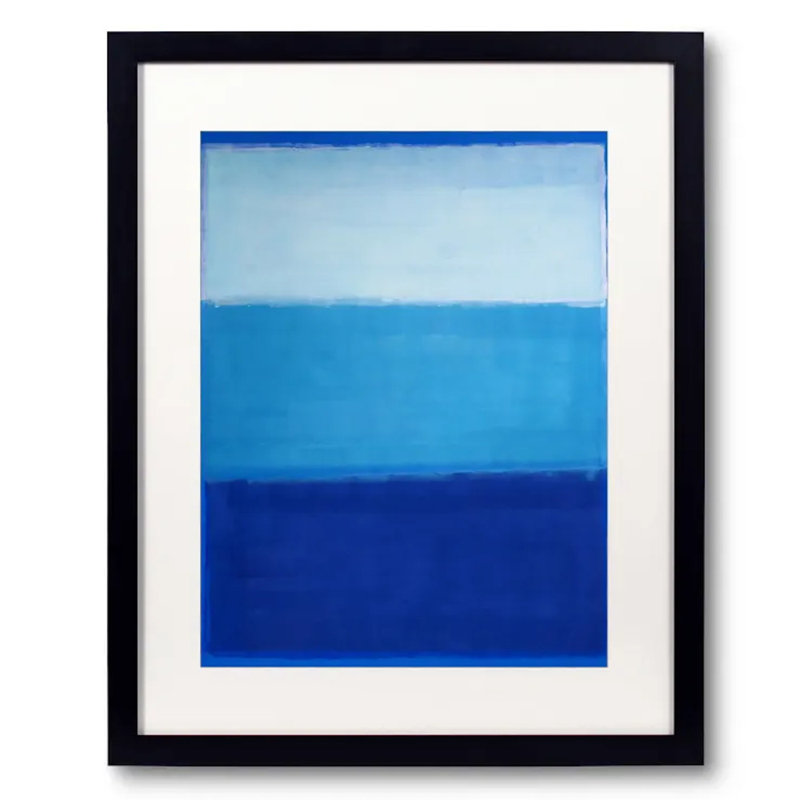 Blue Homage To Rothko by Drew Gaffney, 21.2" H x 17.2" W x 0.88" D, Black Single Picture Framed Paper, White
