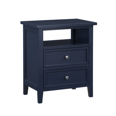 Weston Midnight Blue Solid Wood 2-Drawer Nightstand | Gift Idea