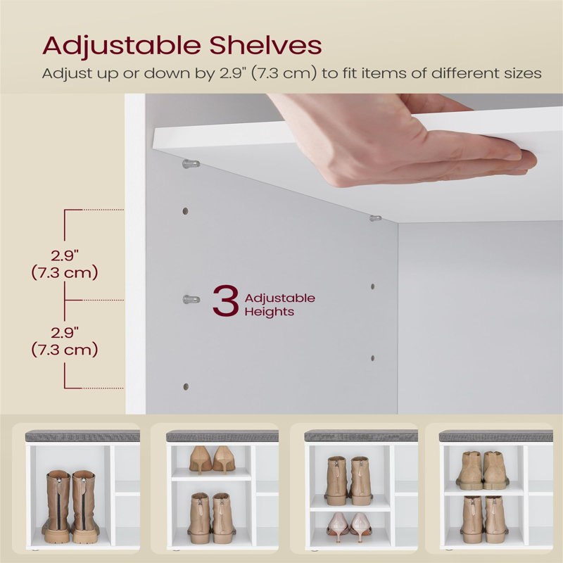 4 Pair Shoe Storage Bench, White