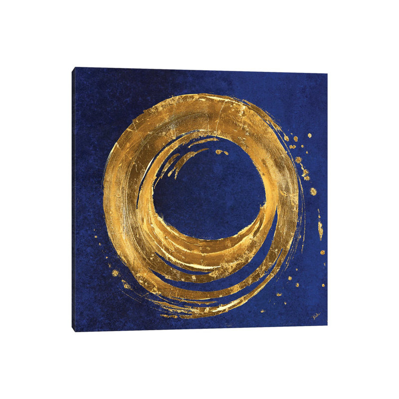 Gold Circle On Blue by Patricia Pinto - Wrapped Canvas Gallery-Wrapped Canvas Giclée, 93.98 cm H x 93.98 cm W x 3.175 cm D
