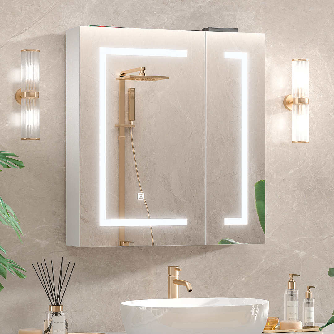 650Mm X 600Mm Surface Frameless Bathroom Medicine Cabinet With Mirror & 2 Doors