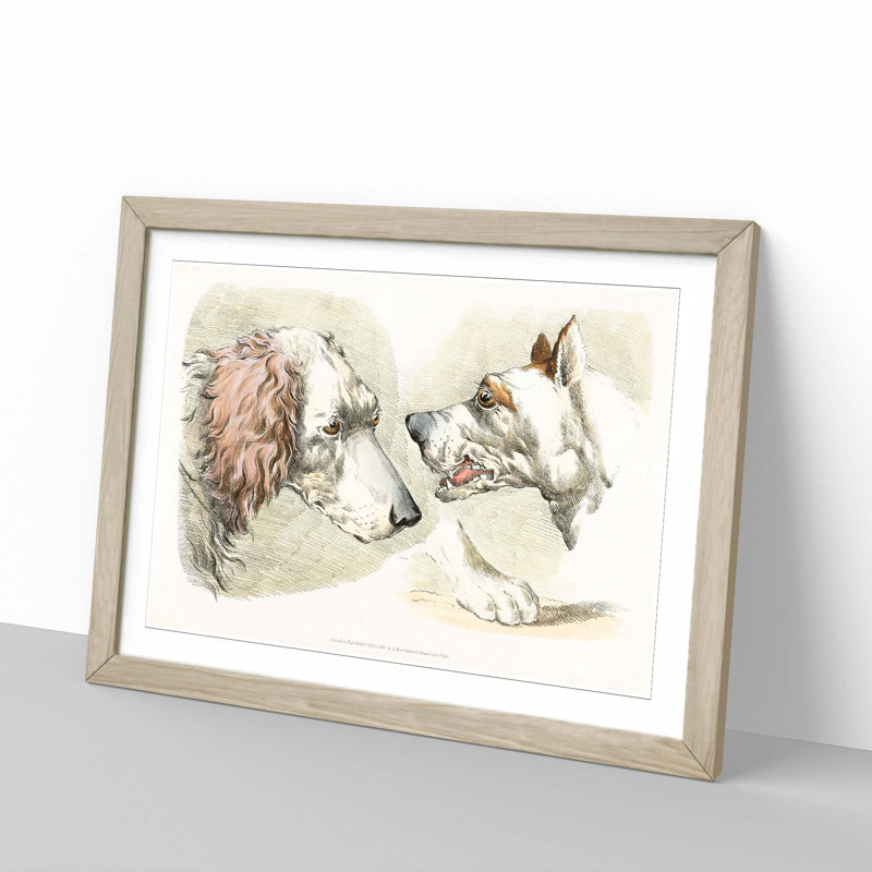 Illustration of Two Dogs by Henry Alken - Picture Frame Painting Print, Oak Framed, 48cm H x 65cm W x 2cm D