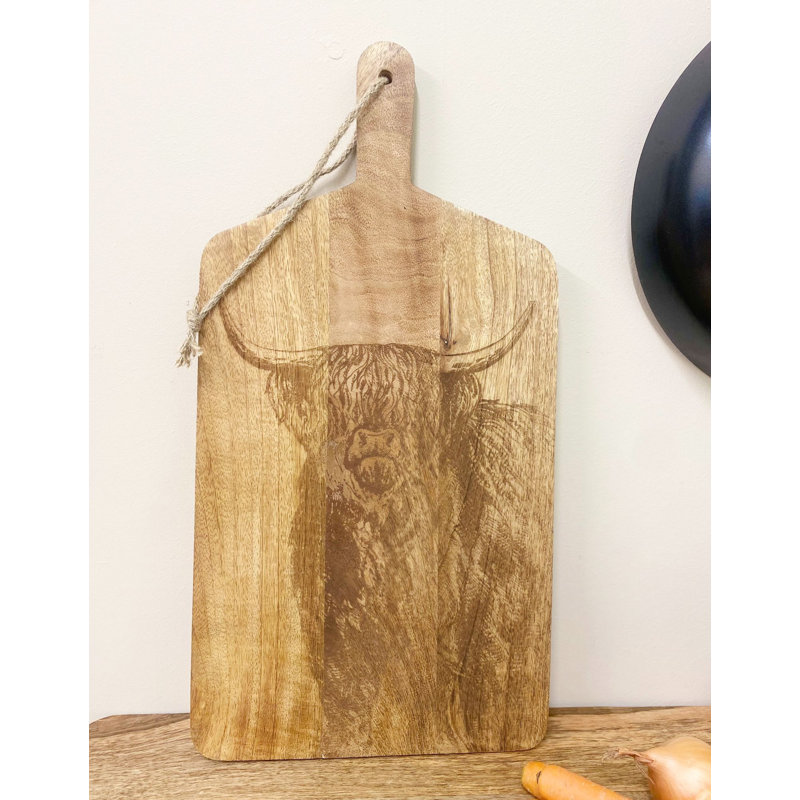 Wooden Chopping Board With Highland Cow Engraving 50Cm