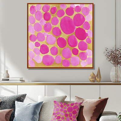 Stone Pebble Canvas Wall Art, Pink Zen Nature Print - Pink Pebbles