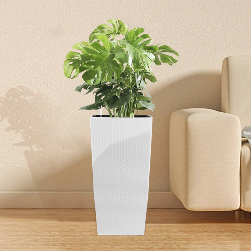 White Faux Planter With Automatic Watering For Gardens Large Function Outdoor & Indoor
