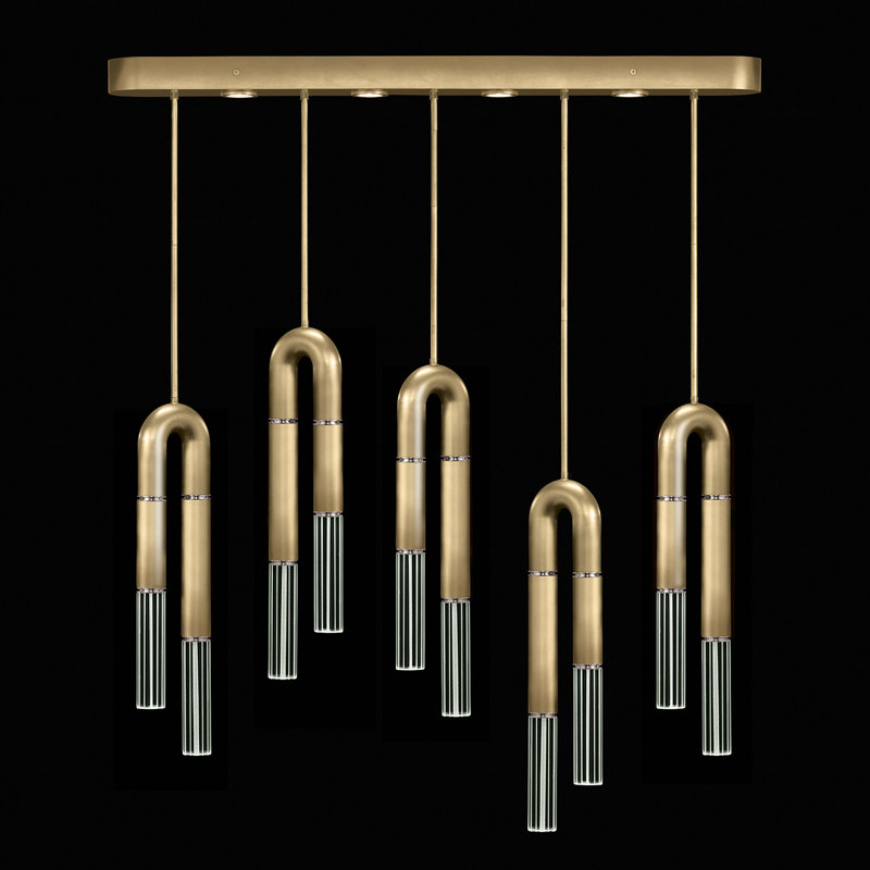 Luminaire suspendu linéaire 51,5 po Antonia, Feuille d'or / nickel