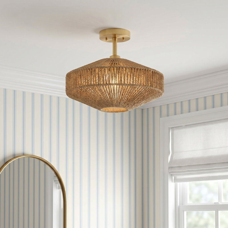 Loran Rattan Semi Flush Mount