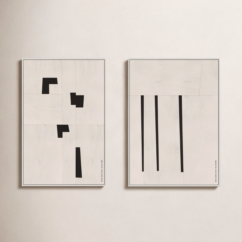 Scattered Set by Romina Gadler, White Canvas Framed, 30" H x 21" W