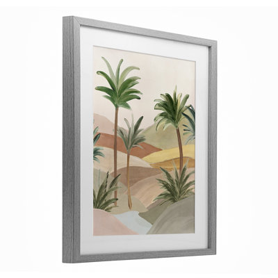 «Desert Oasis Palms», reproduction sous verre encadrée, design par Ian C.