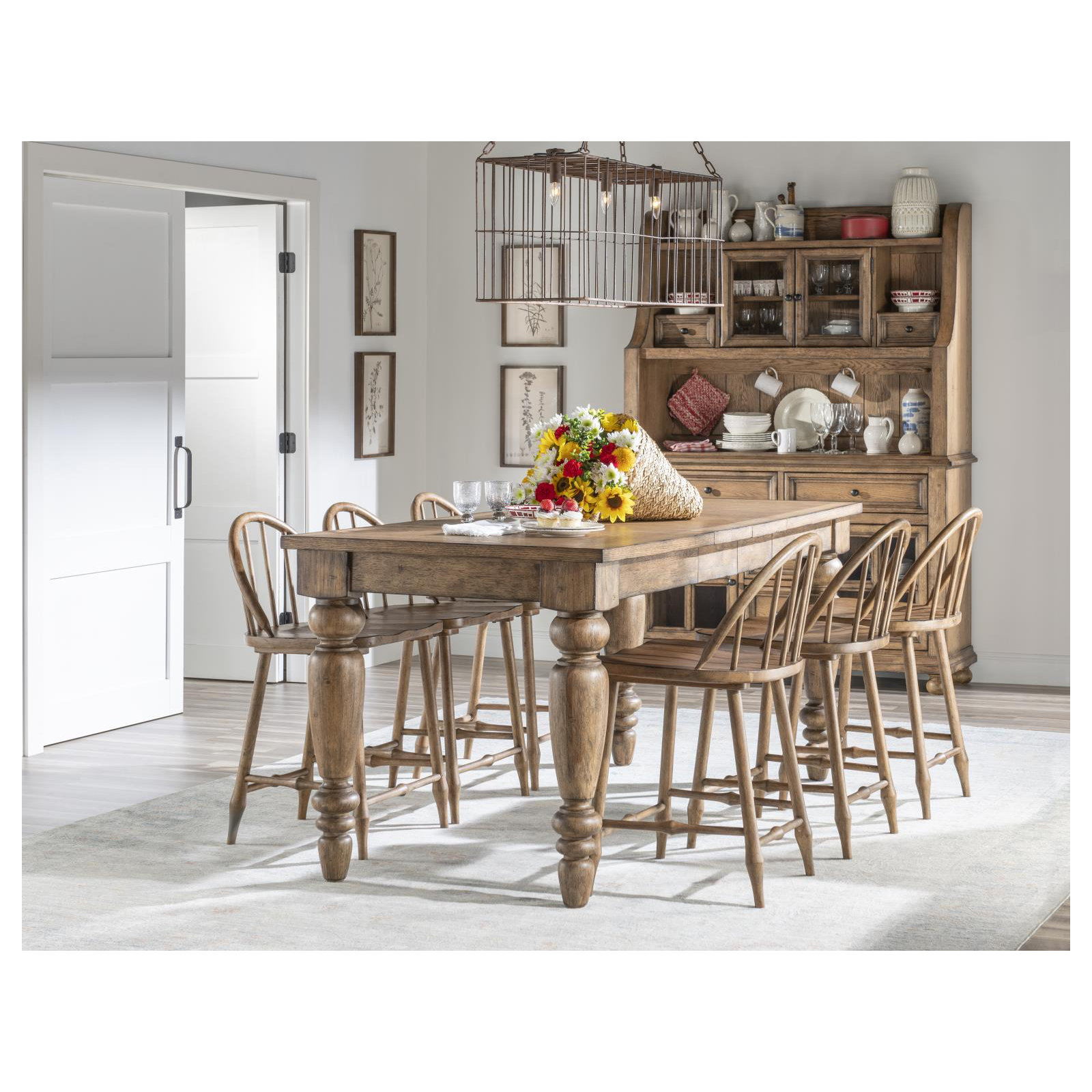 Country Living Extendable Dining Table, Brown, 36"H x 60"L x 36"W