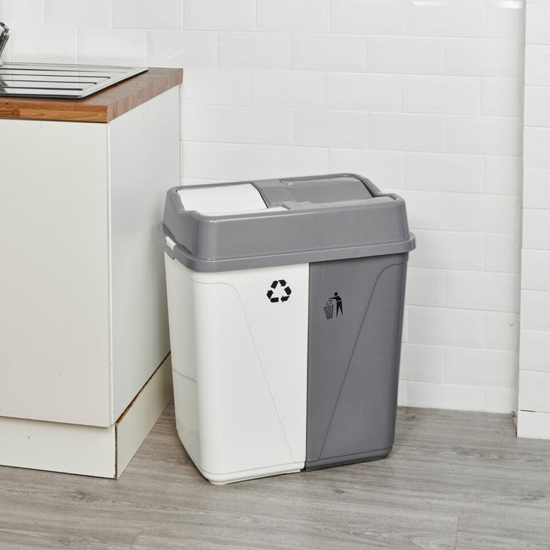 Rebrilliant Plastic Bin, White/Grey, 100L