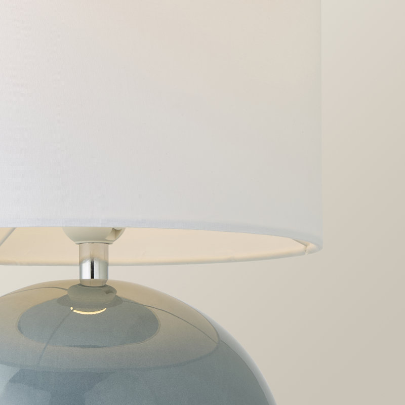 Motes Ceramic Table Lamp, White, Green, Yes