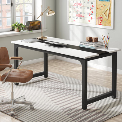 Aalderk Solid Wood Steel Computer Desk