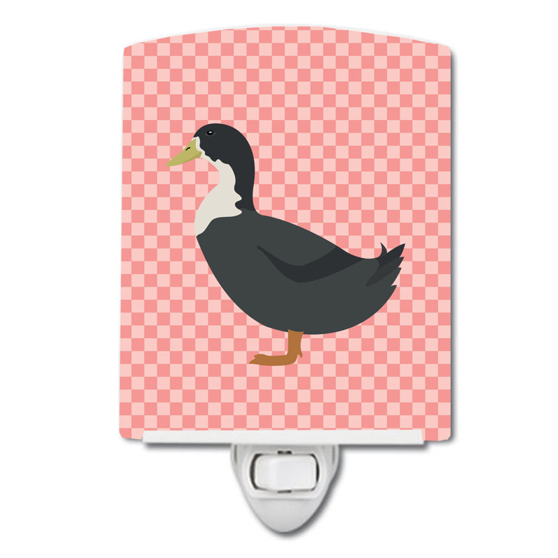 Éclairage de nuit en céramique à damier de canard suédois, Rose