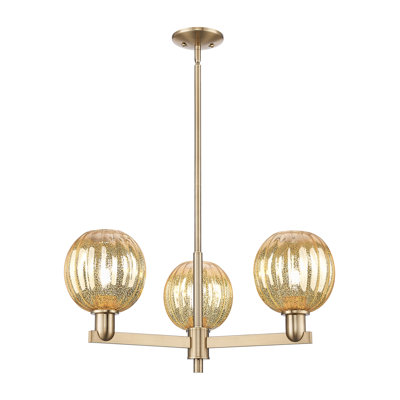 Hailsham - 3 Light Globe Shade Stem Hung Chandelier