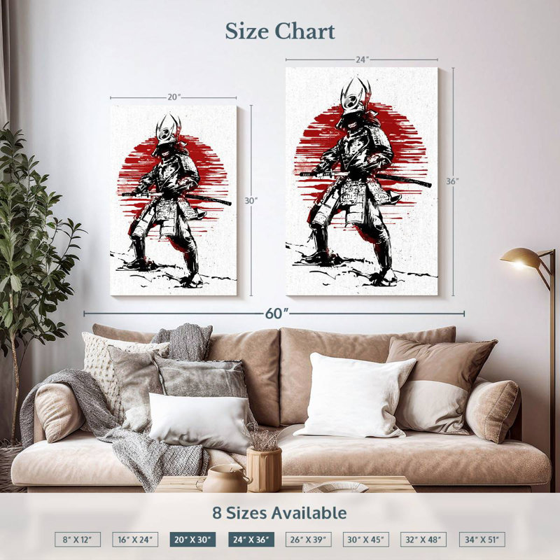 Samurai rouge soleil Sirci, H 36 po x l 24 po