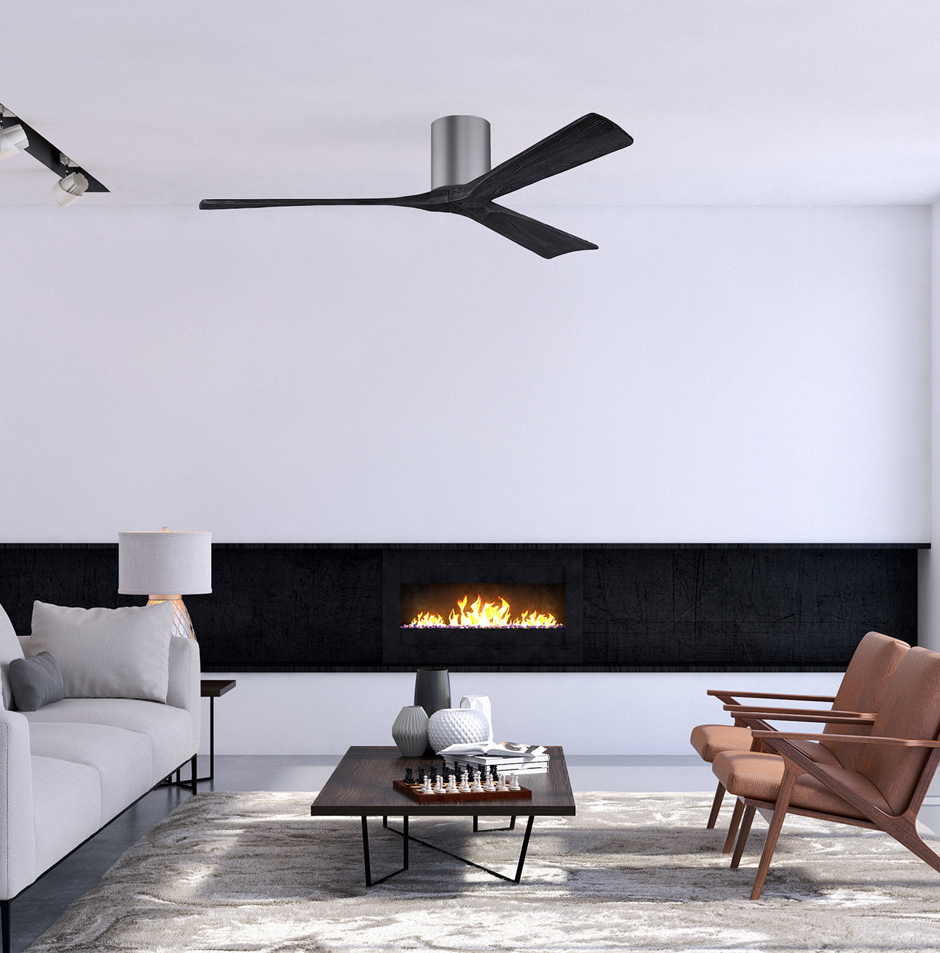 Olivier Ceiling Fan, Brushed Pewter, 60", Matte Black