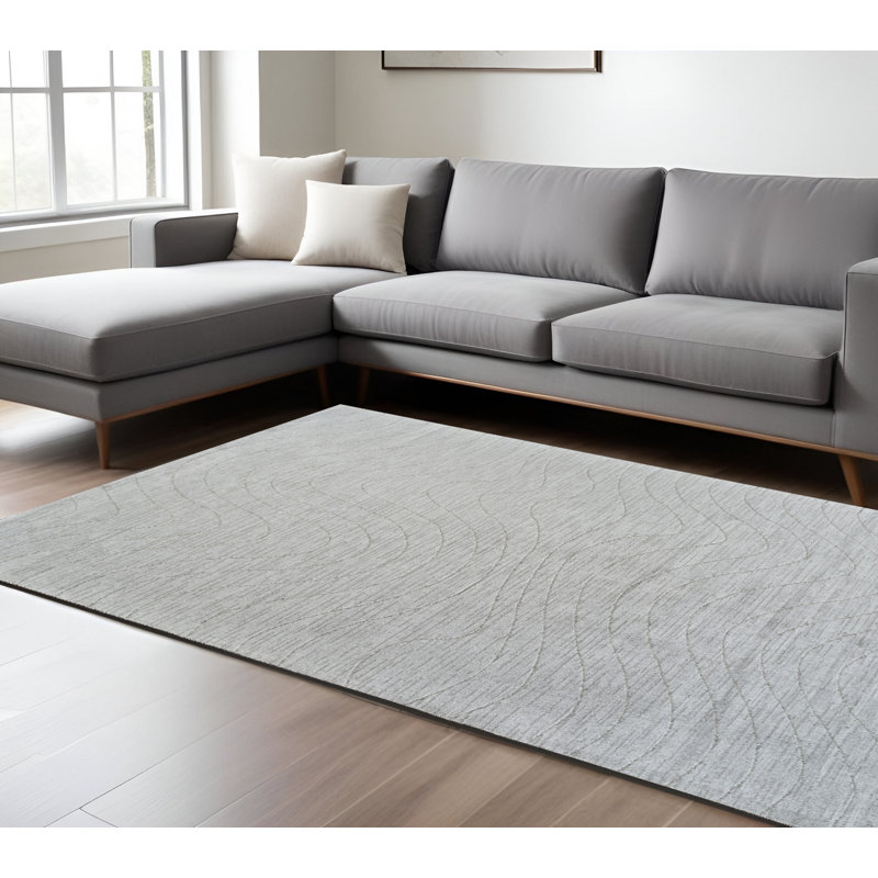 Tapis abstrait gris antidérapant 7 pi x 10 pi