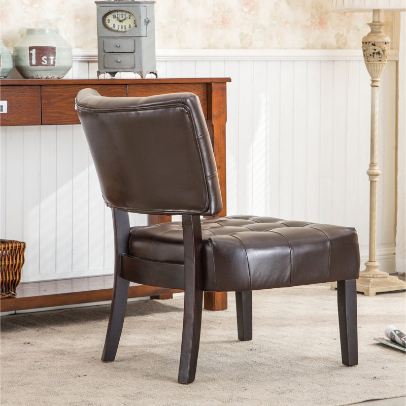 Fauteuil d'appoint surdimensionné en cuir de polyuréthane brun avec rembourrage pour le salon, Brun