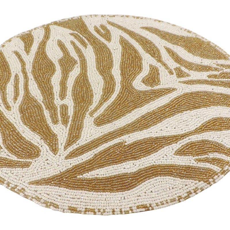 Abstract Round Placemat, Cream Gold