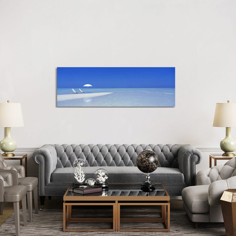 Serene Beach Scene, Maldives - Wrapped Canvas Panoramic Print, 152.4 cm H x 50.8 cm W x 1.91 cm D