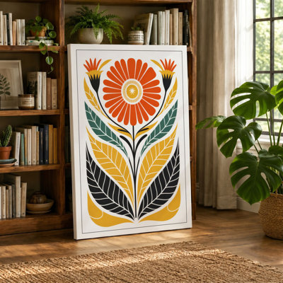 Symmetrical Bloom Scandinavian - Wrapped Canvas