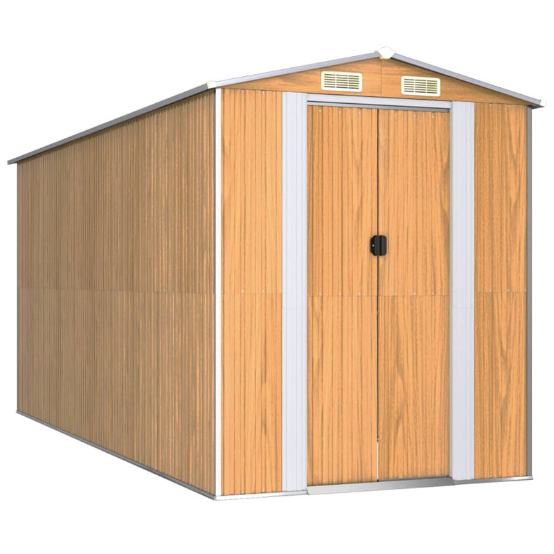  Steel Traditional Storage Shed, Light Brown, 75.6" W x 173.2" D