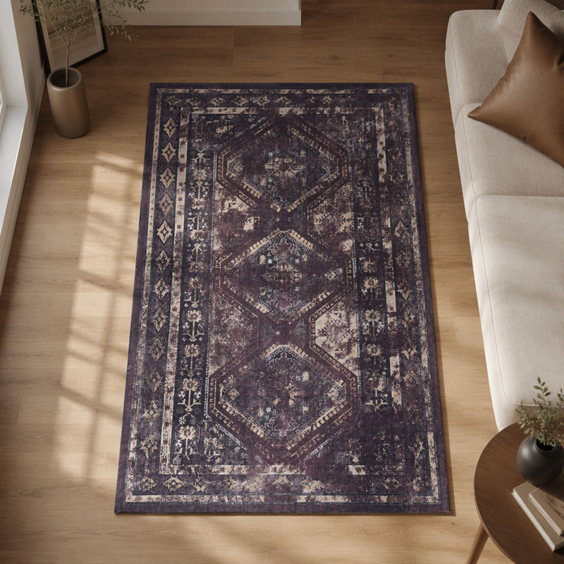Tapis lavable bourgogne (noir et bourgogne), Rectangulaire 8 pi x 10 pi