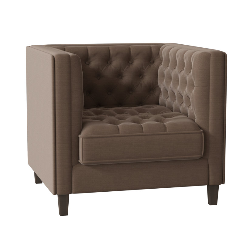 Jess Upholstered Armchair, Sachi Otter, Brown Mahogany