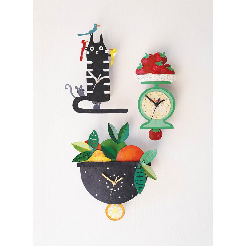 Horloge murale peinte à la main - Tomates à l'échelle