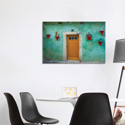 Czech Republic, Cesky Krumlov. House Exterior. 1 Piece Wrapped Canvas Wall Art