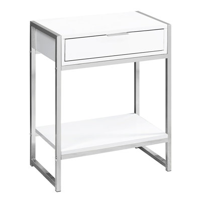 Accent Table Side End Nightstand Lamp Storage Drawer Living Room Bedroom Metal Contemporary Modern