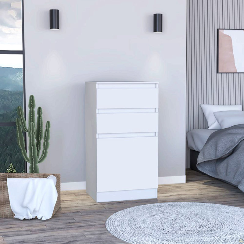 Commode 2 tiroirs Cassel - blanc