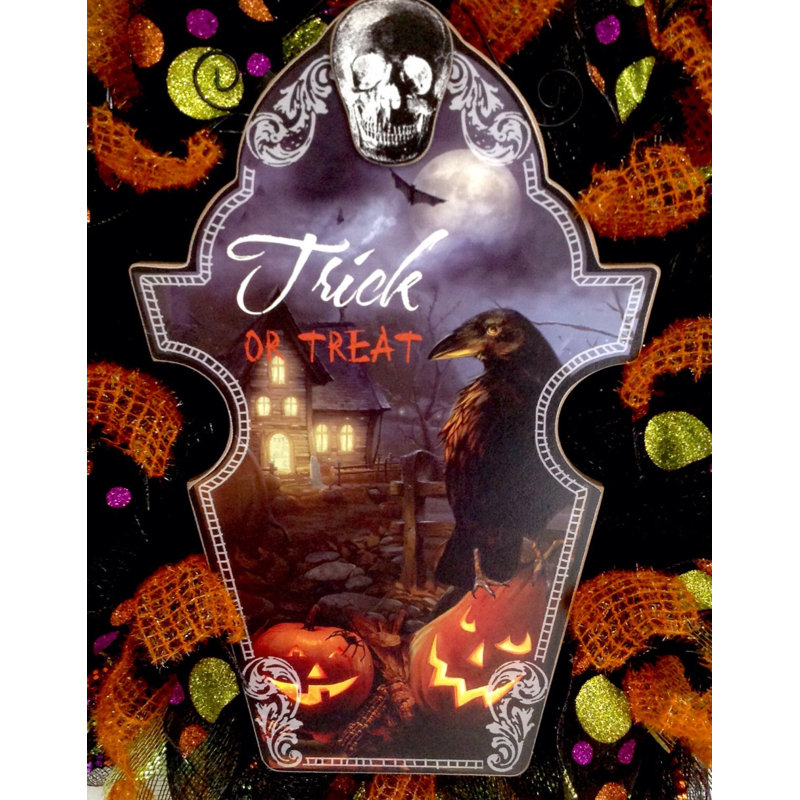 Halloween Wreath with Spooky Raven
