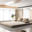 Lit en tissu chenille 86,6 po - Canapé pliant multifonctionnel à surface douce et lisse avec 2 dossiers amovibles, couleur beige-1345524063