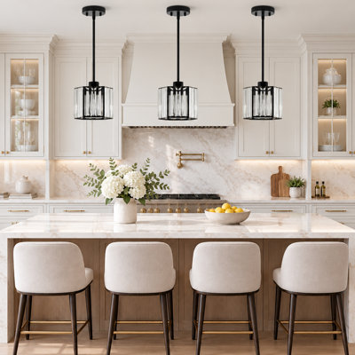 Luminaire suspendu hexagonal en cristal 1 lumière pour îlot de cuisine 7,87 po Michiel