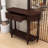 Farmhouse Narrow Wood Console Table with Drawer, Open Shelf and Curved Corner Design-130297178