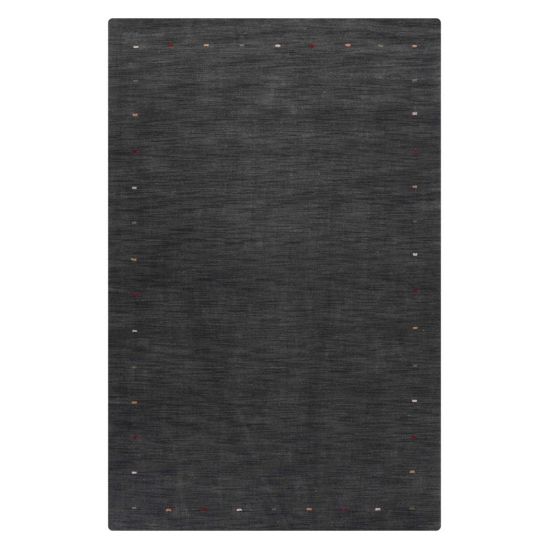Kenshawn Hand Knotted Loom Wool Eco-Friendly Area Rugs - Rectangle, Charcoal Color, Contemporary Modern Design, High Pile Thick Handmade Anti Skid Area Rugs for Living Room, Bed Room