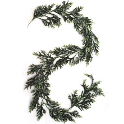 Guirlande de 75 po Frasier glacé, verdure de pin artificiel givré, guirlande de Noël, décoration de Noël, idéal pour manteau de cheminée, escalier, décoration intérieure / extérieure de Noël