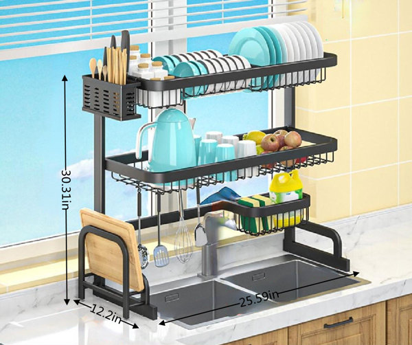 Over Sink Dish Rack, 25.59 Sink Rack Dish Drainer Dish Drying Rack