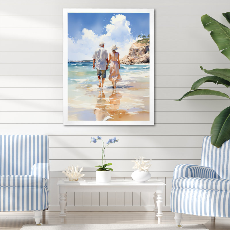«Beach Photo Loves I», reproduction d'un seul cadre photo sur toile, H 20 po x l 12 po x P 1 po, Blanc