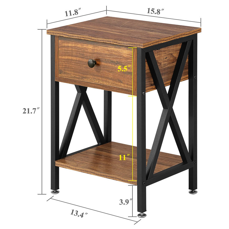 Table de bout avec rangement Heraldas 21,7 po de hauteur