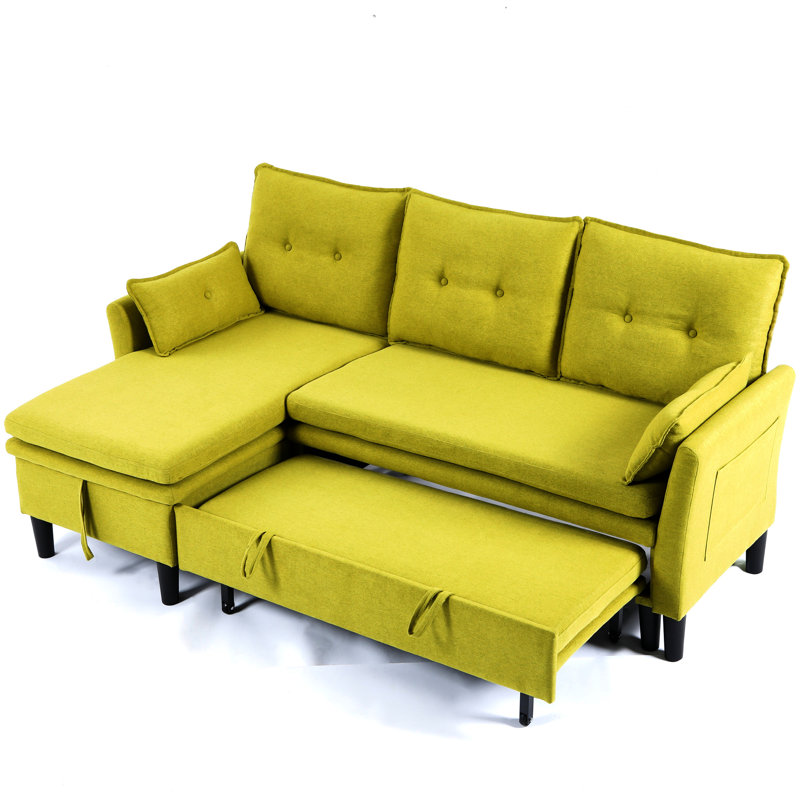 Canapé d'angle réversible en forme de L avec revêtement en coton et rangement, idéal pour les petits appartements-bureaux. 3 espaces de travail fonctionnels et confortables.