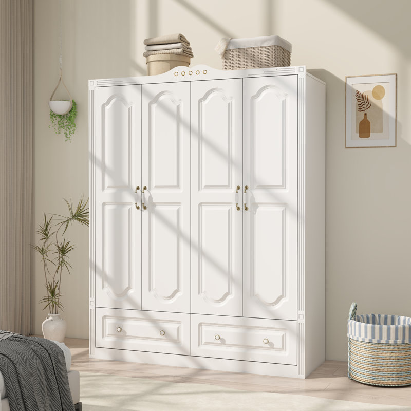 Armoire penderie avec 2 tiroirs, armoire pour chambre