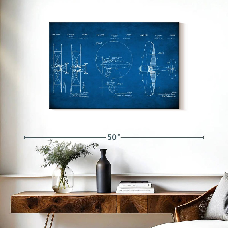 Impression de plans d'aviation, impression sur toile, H 24 po x l 36 po x P 1,25 po
